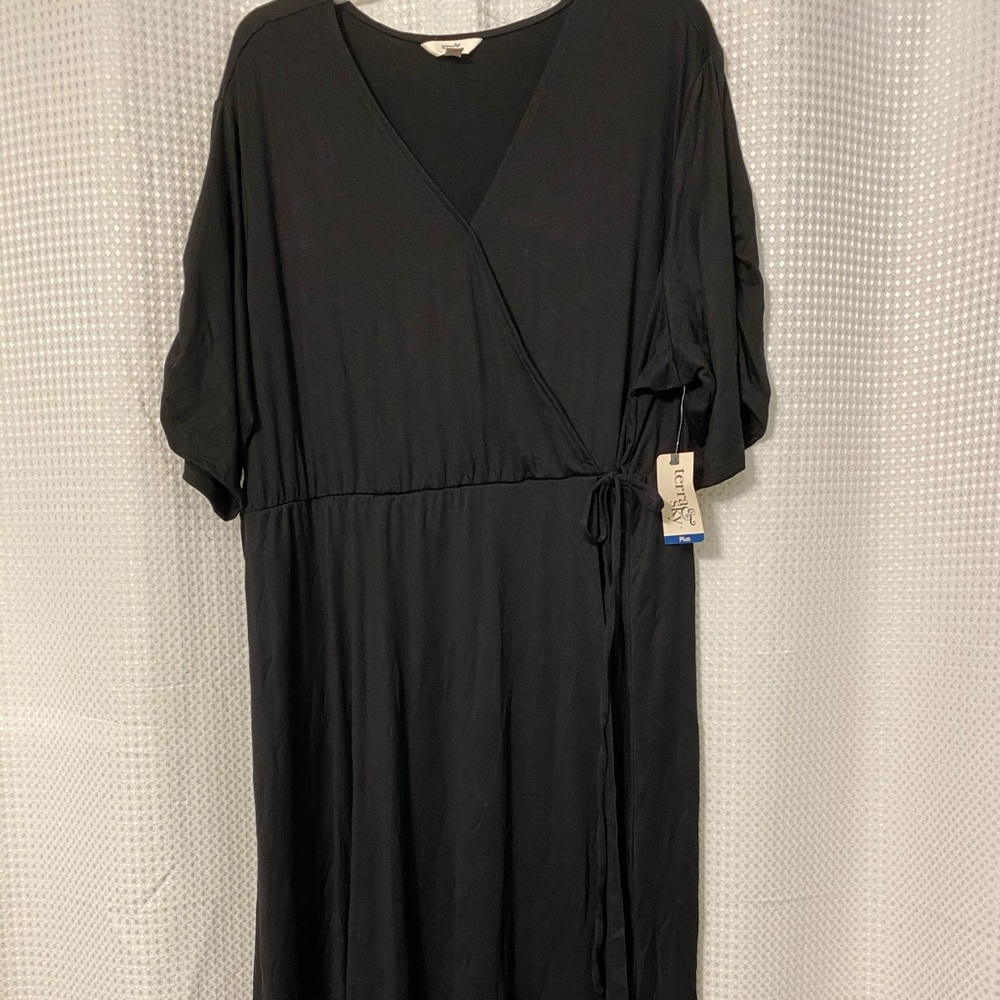 Black faux wrap midi dress 3x (24/26)